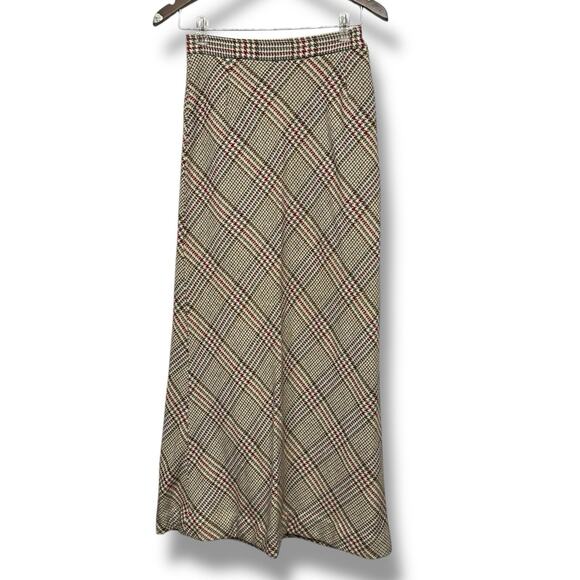 Koret Vintage Maxi Skirt Flare Plaid Wool Blend Academia Old Money Regency 26" - Picture 14 of 16